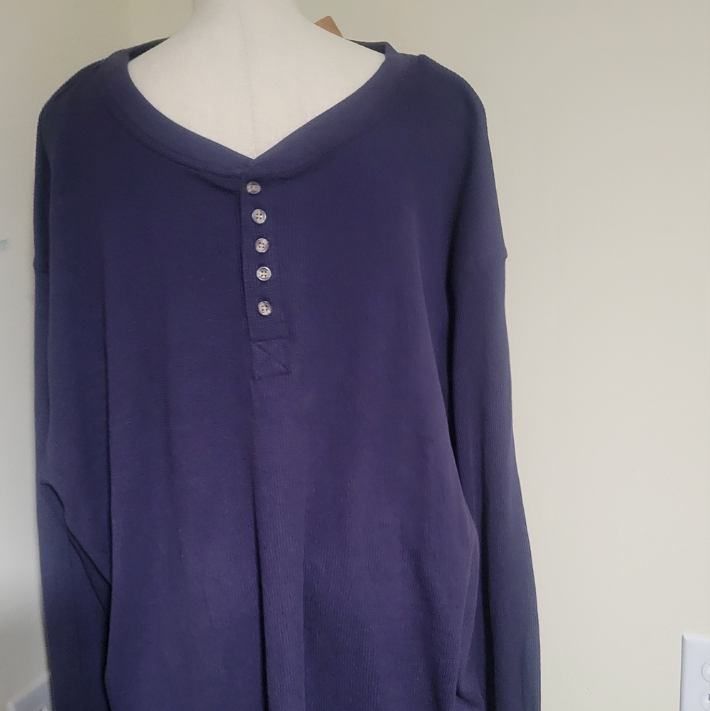 Tradition Thermal Shirt Mens 4X Blue Waffle Knit Long Sleeve NEW T-Shirt Cotton
